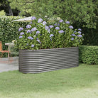 Verhoogde plantenbak van gepoedercoat staal voor tuin en terras - Grijs / 224 x 80 x 68 cm / 1 - Bloempotten &
