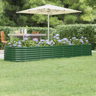 Verhoogde plantenbak van gepoedercoat staal voor tuin en terras - Groen / 296 x 80 x 36 cm / 1 - Bloempotten &