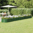 Verhoogde plantenbak van gepoedercoat staal voor tuin en terras - Groen / 512 x 80 x 36 cm / 1 - Bloempotten &
