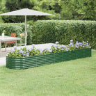 Verhoogde plantenbak van gepoedercoat staal voor tuin en terras - Groen / 368 x 80 x 36 cm / 1 - Bloempotten &