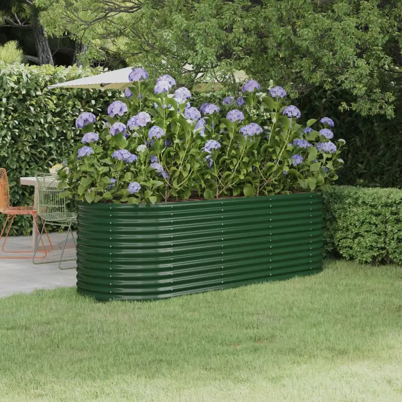 Verhoogde plantenbak van gepoedercoat staal voor tuin en terras - Groen / 224 x 80 x 68 cm / 1 - Bloempotten &