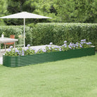 Verhoogde plantenbak van gepoedercoat staal voor tuin en terras - Groen / 440 x 80 x 36 cm / 1 - Bloempotten &