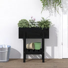 Verhoogde plantenbak van massief douglashout voor tuin en balkon - Zwart grenenhout / 62 x 30 x 69 cm / 1 - Bloempotten