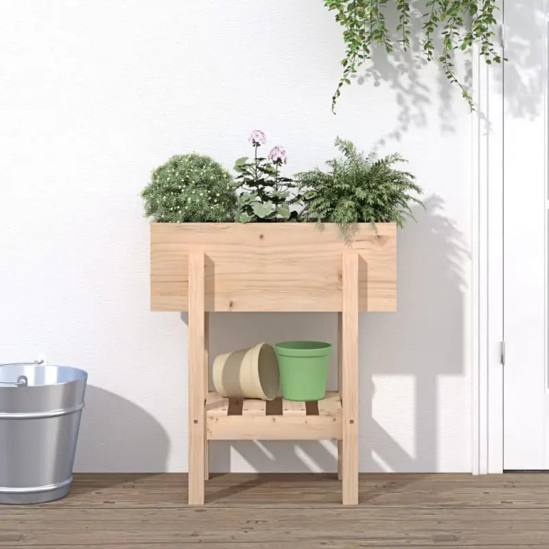Verhoogde plantenbak van massief douglashout voor tuin en balkon - Natuurlijk grenenhout / 62 x 30 x 69 cm / 1