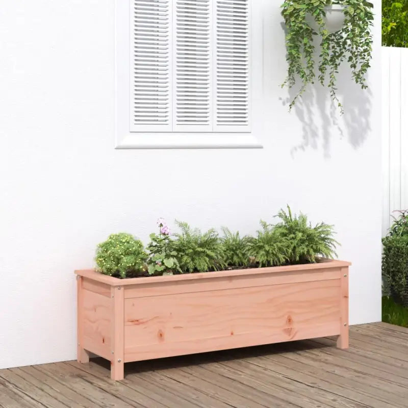 Verhoogde plantenbak van massief grenenhout voor tuin en balkon - Natuurlijk douglashout / 119.5 x 40 x 39 cm / 1