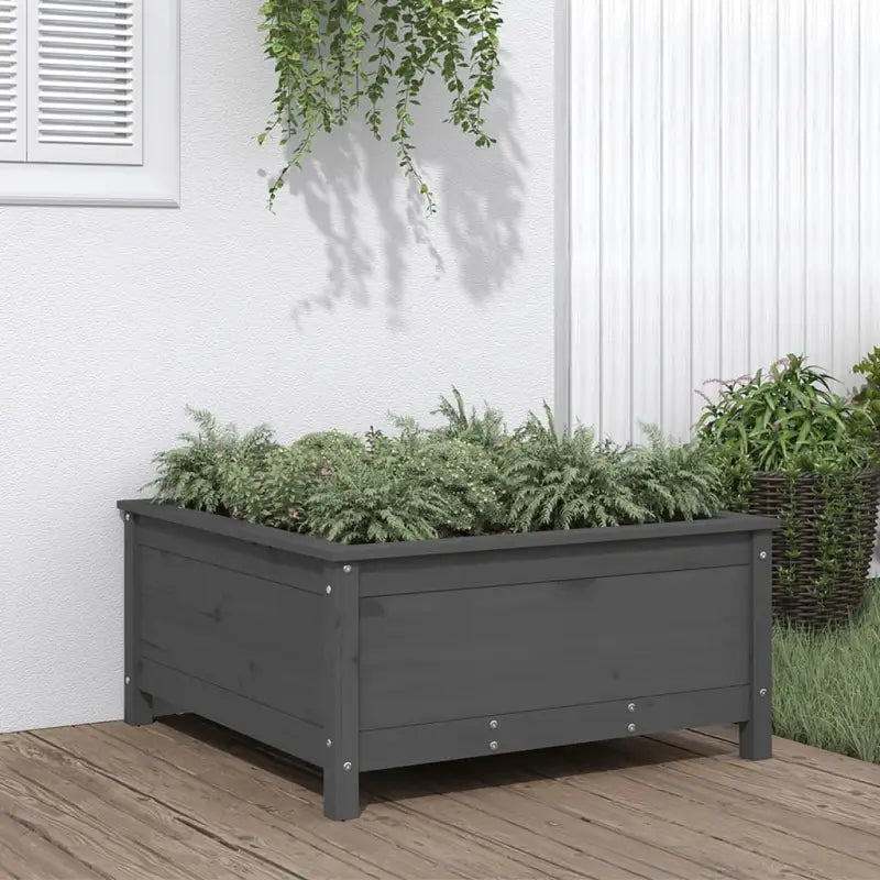 Verhoogde plantenbak van massief grenenhout voor tuin en balkon - Grijs grenenhout / 82.5 x 82.5 x 39 cm / 1