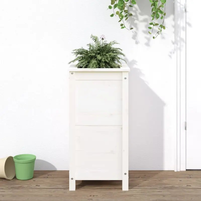 Verhoogde plantenbak van massief grenenhout voor tuin en balkon - Wit grenenhout / 40 x 40 x 78 cm / 1 - Bloempotten &