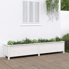 Verhoogde plantenbak van massief grenenhout voor tuin en balkon - Wit grenenhout / 199.5 x 40 x 39 cm / 1 - Bloempotten