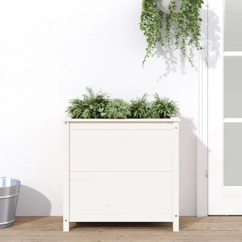 Verhoogde plantenbak van massief grenenhout voor tuin en balkon - Wit grenenhout / 82.5 x 40 x 78 cm / 1 - Bloempotten