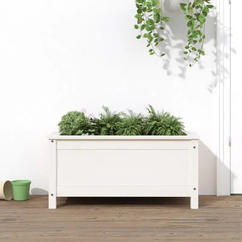 Verhoogde plantenbak van massief grenenhout voor tuin en balkon - Wit grenenhout / 82.5 x 40 x 39 cm / 1 - Bloempotten
