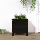 Verhoogde plantenbak van massief grenenhout voor tuin en balkon - Zwart grenenhout / 40 x 40 x 39 cm / 1 - Bloempotten