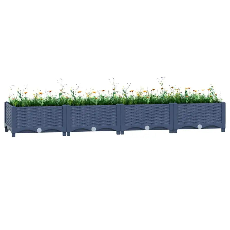 Verhoogde tuinbak voor bloemen en planten - Blauwgrijs / 160 x 40 x 23 cm / 1 - Bloempotten & plantenbakken
