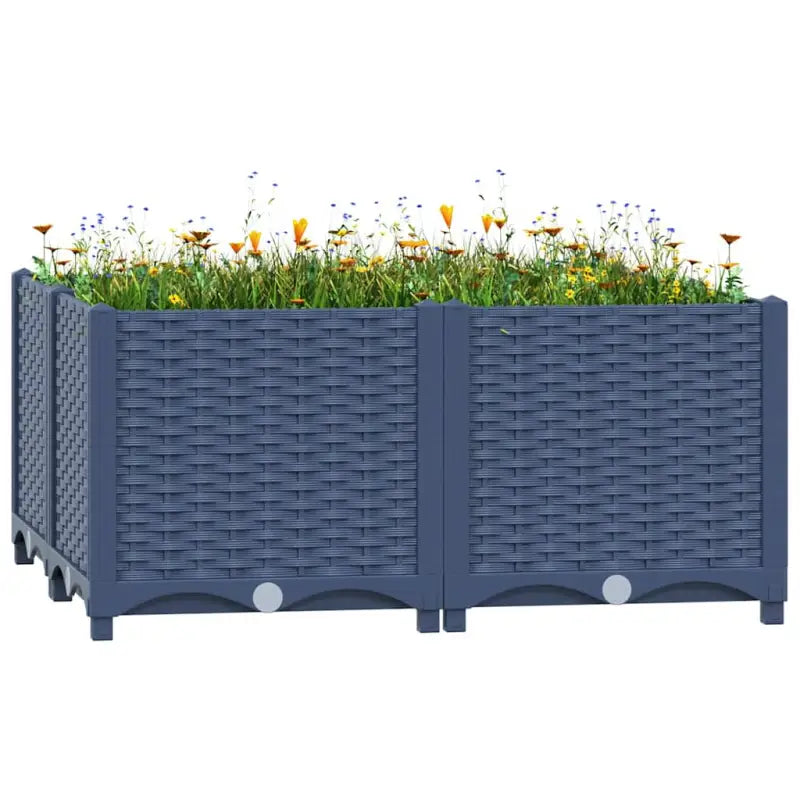 Verhoogde tuinbak voor bloemen en planten - Blauwgrijs / 80 x 80 x 38 cm / 1 - Bloempotten & plantenbakken
