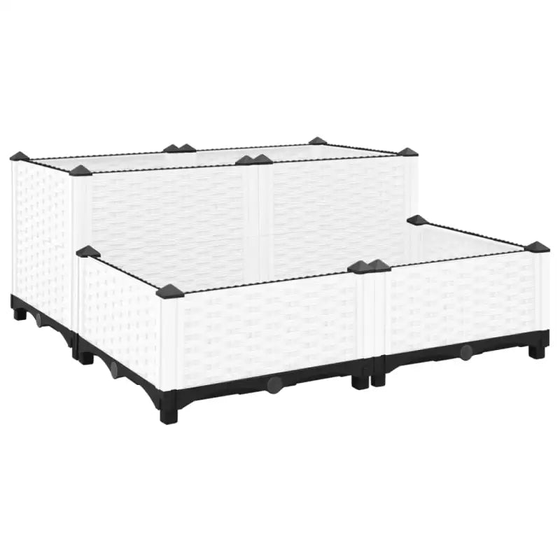 Verhoogde tuinbak voor bloemen en planten - Wit / 80 x 80 x (23-38) cm / 1 - Bloempotten & plantenbakken