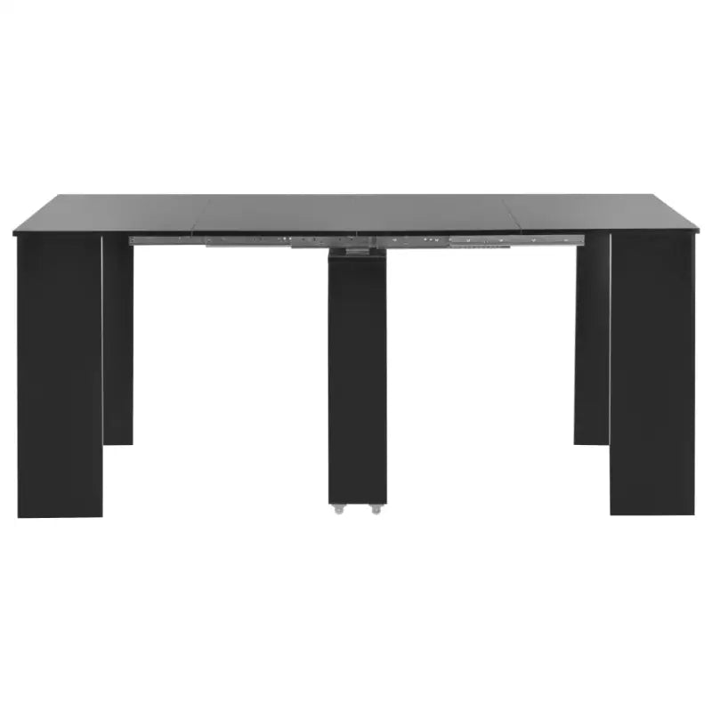Verlengbare eettafel met stalen rails en hoogglans zwart afwerking - Zwart / 1 - Eettafels