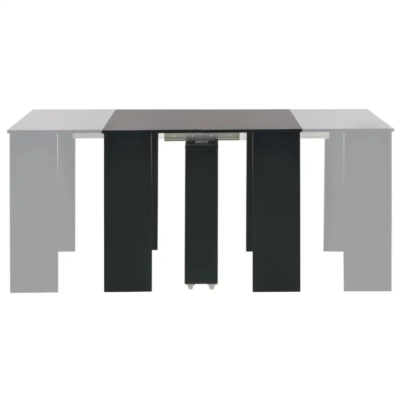 Verlengbare eettafel met stalen rails en hoogglans zwart afwerking - Zwart / 1 - Eettafels