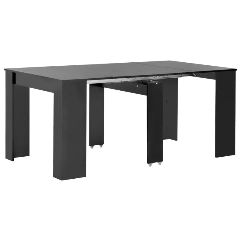 Verlengbare eettafel met stalen rails en hoogglans zwart afwerking - Zwart / 1 - Eettafels