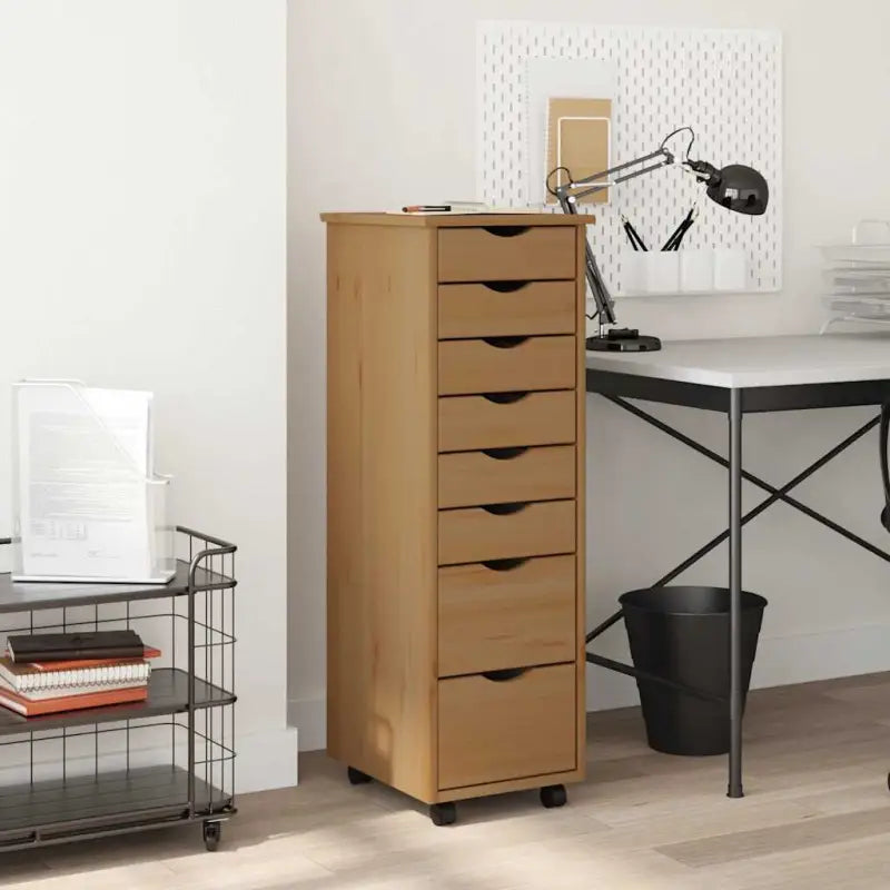 Verplaatsbare lockerkast van massief grenenhout voor gemakkelijk schoonmaken - Honingbruin / 34 x 39 x 103 cm / 1