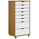 Verplaatsbare lockerkast van massief grenenhout voor gemakkelijk schoonmaken - honingbruin en wit / 53 x 39 x 103 cm
