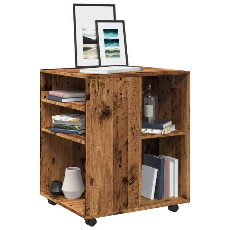 Verplaatsbare opbergkast van bewerkt hout met moderne uitstraling - Oud hout / 1 - Opbergkasten & lockerkasten
