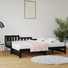 Verrijdbare slaapbank van massief grenenhout met flexibele afmetingen - Zwart / 90 x 200 cm - Bedden & bedframes