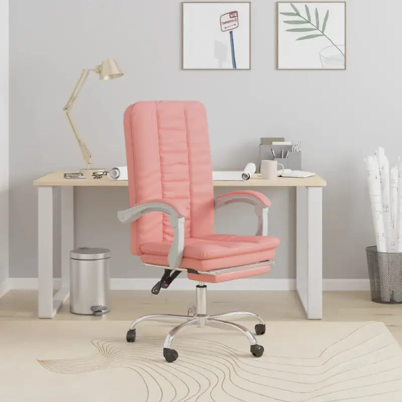 Verstelbare bureaustoel met elegante vorm en duurzame kunstleer - Roze / 1 - Bureaustoelen