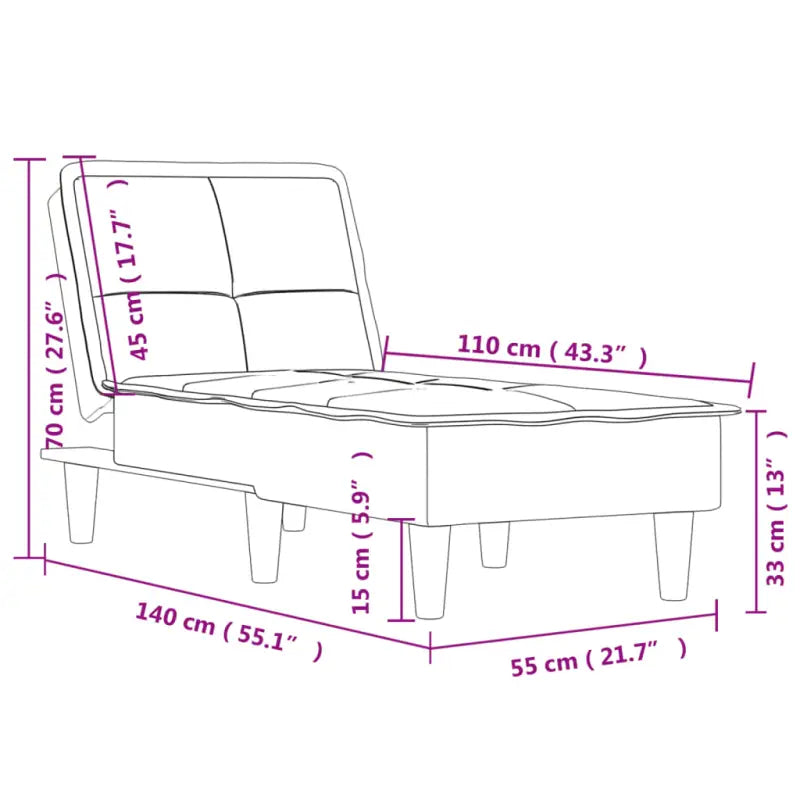 Verstelbare chaise longue met compacte totale afmetingen voor kleine ruimtes - Chaises longues