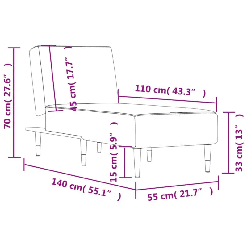 Verstelbare chaise longue met totale afmetingen voor kleine ontspanningshoekjes - Chaises longues