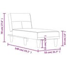 Verstelbare chaise longue voor kleine ontspanningshoek met totale afmetingen - Chaises longues