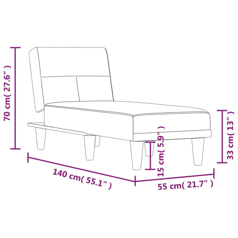 Verstelbare chaise longue voor kleine ontspanningshoek met totale afmetingen - Chaises longues