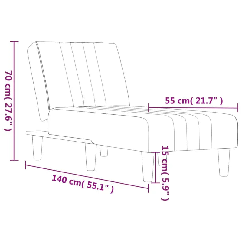 Verstelbare chaise longue voor kleine ontspanningshoek met totale afmetingen - Chaises longues