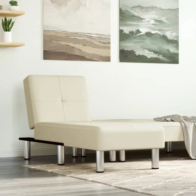 Verstelbare chaise longue voor kleine ontspanningshoekje met totale afmetingen - Crème / 1 - Chaises longues