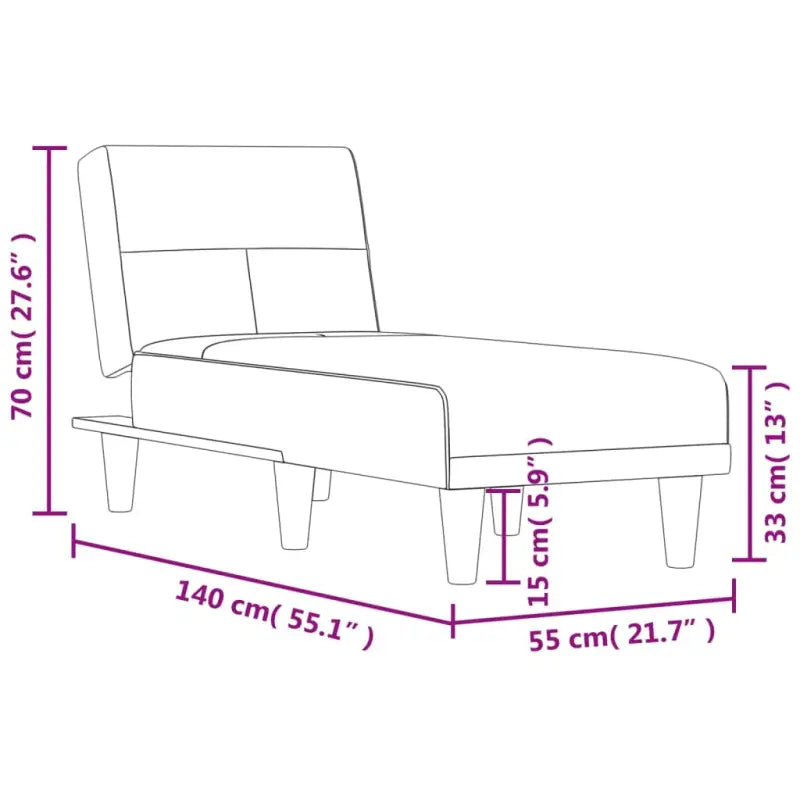 Verstelbare chaise longue voor kleine ontspanningshoekjes met totale afmetingen - Chaises longues