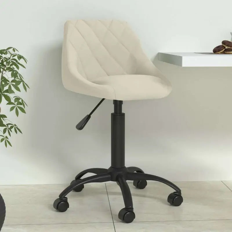 Verstelbare eetkamerstoel met zacht fluweel en zwart gepoedercoat frame - Crème / 1 - Eetkamerstoelen