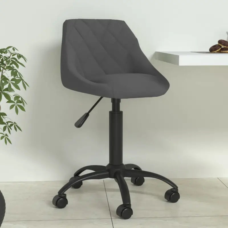 Verstelbare eetkamerstoel met zacht fluweel en zwart gepoedercoat frame - Donkergrijs / 1 - Eetkamerstoelen