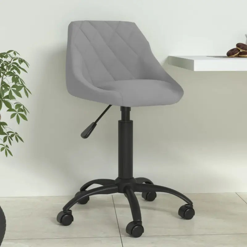 Verstelbare eetkamerstoel met zacht fluweel en zwart gepoedercoat frame - Lichtgrijs / 1 - Eetkamerstoelen