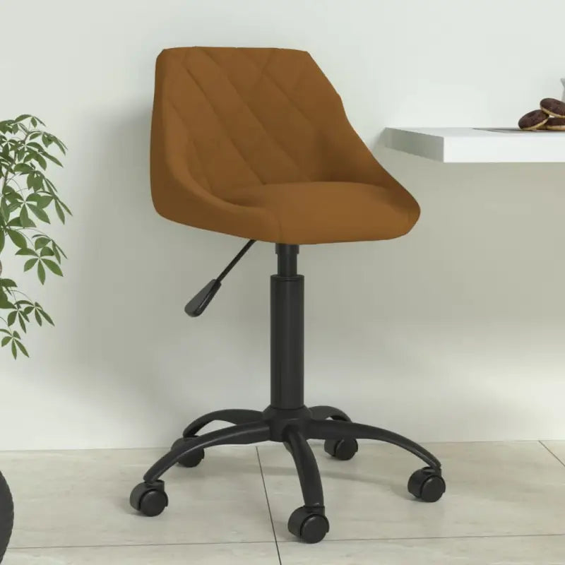 Verstelbare eetkamerstoel met zacht fluweel en zwart gepoedercoat frame - Bruin / 1 - Eetkamerstoelen