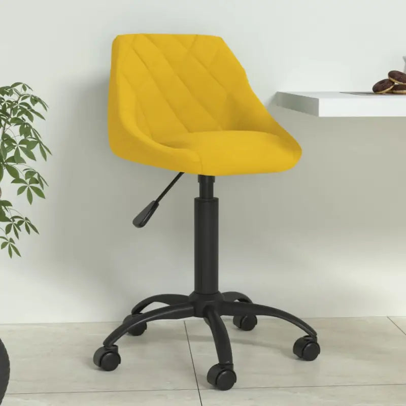 Verstelbare eetkamerstoel met zacht fluweel en zwart gepoedercoat frame - Geel / 1 - Eetkamerstoelen
