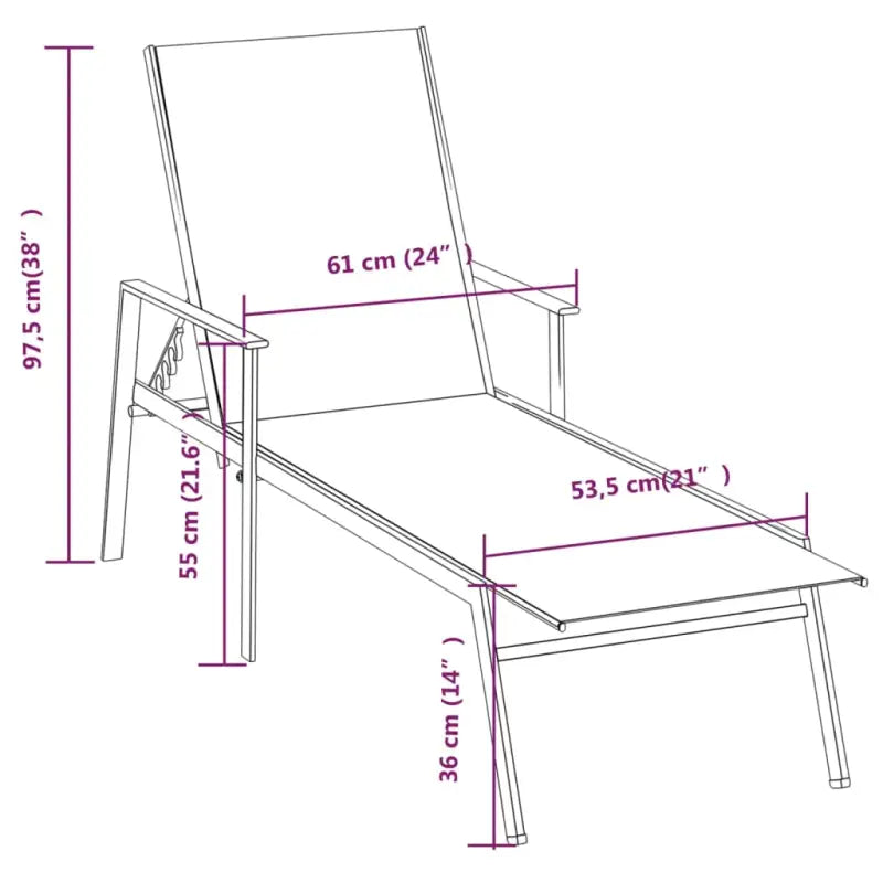 Verstelbare verstelbare loungestoel met textileen stof en stabiel stalen frame - Ligstoelen