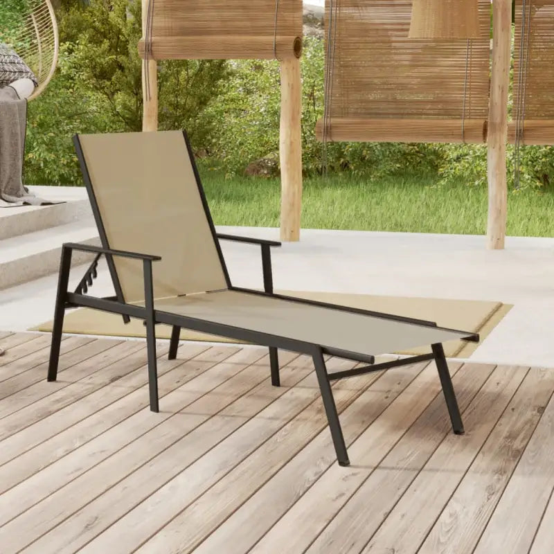 Verstelbare verstelbare loungestoel met textileen stof en stabiel stalen frame - Crème / 1 - Ligstoelen