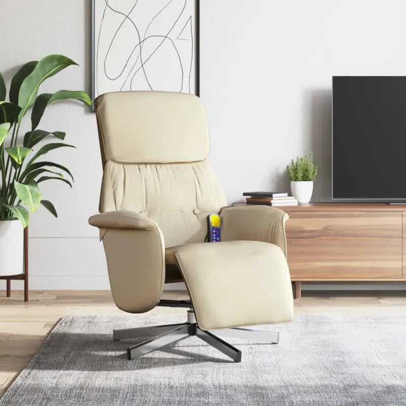 Verstelbare massagestoel voor ultiem comfort en ontspanning - Crème / 1 - Fauteuils & Relaxfauteuils