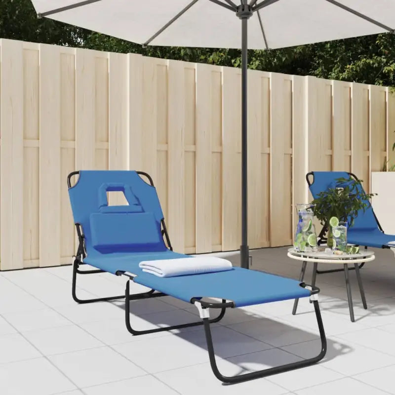 Verstelbare strandstoel met oxford stof en gepoedercoat staal - Blauw / 1 - Ligstoelen