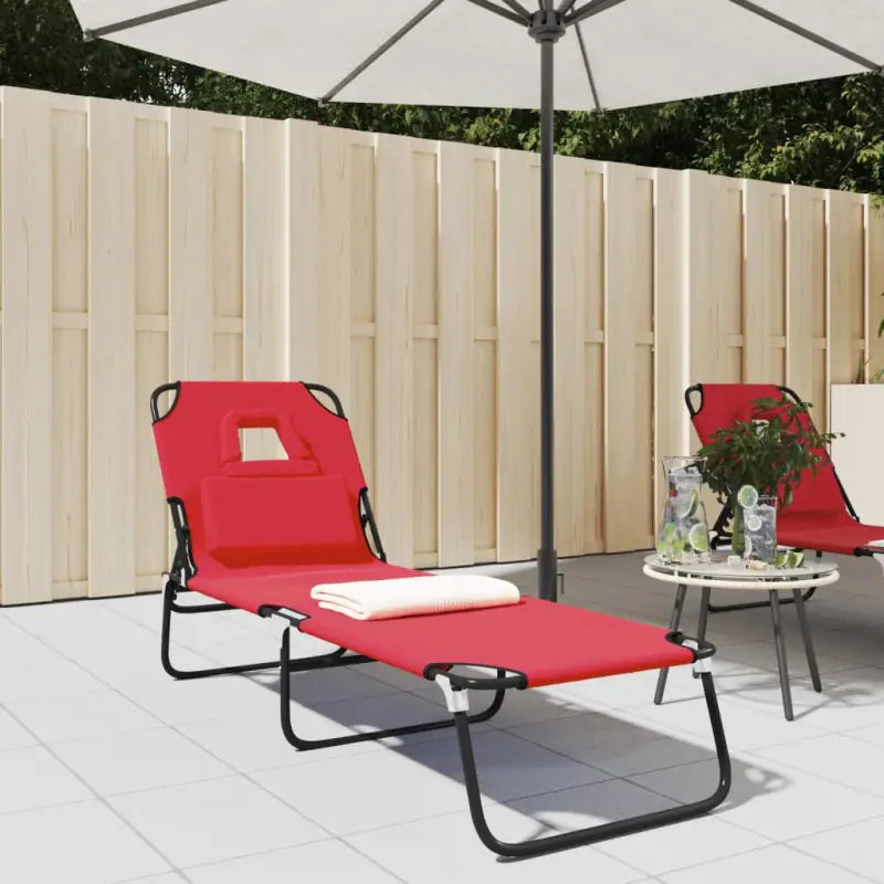 Verstelbare strandstoel met oxford stof en gepoedercoat staal - Rood / 1 - Ligstoelen
