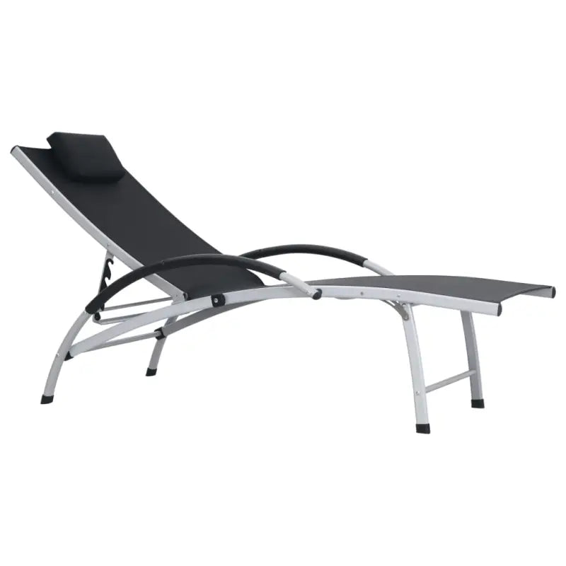 Verstelbare Tuin- en Strandligstoel met Kussen - Zwart / 1 - Ligstoelen