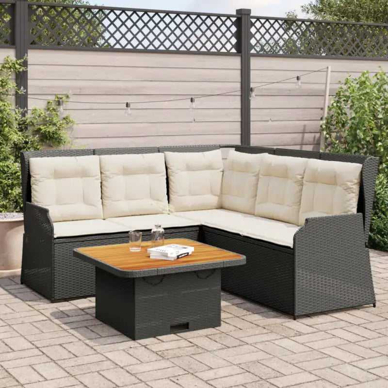 Verstelbare tuinbank van gepoedercoat staal met ideale afmetingen - Zwart en crème / Met tafel - Tuinsets