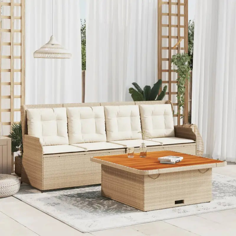 Verstelbare tuinbank van gepoedercoat staal voor je tuin of terras - beige en crèmekleurig - Tuinsets