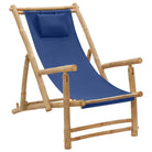 Verstelbare tuinstoel met bamboe en armleuningen voor terrasplezier - Marineblauw / 1 - Tuinstoelen