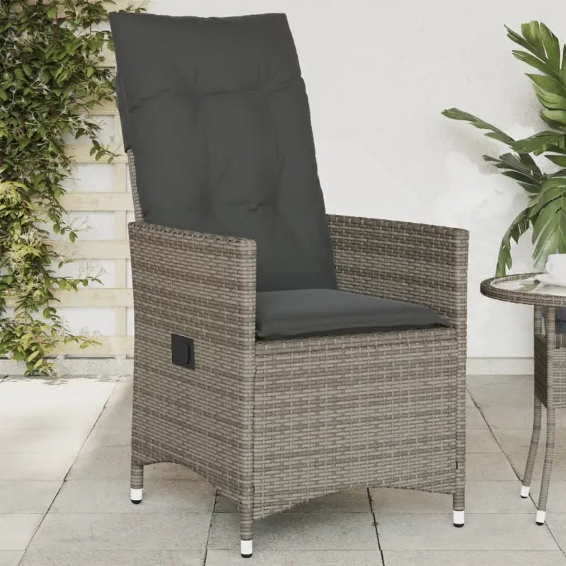 Verstelbare tuinstoel met poly rattan voor een comfortabele zitervaring - Grijs / 1 / Zonder voetensteun - Tuinstoelen