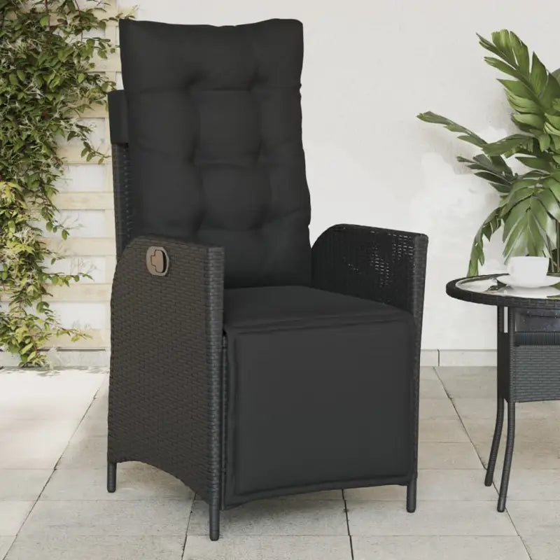 Verstelbare tuinstoel met poly rattan voor een comfortabele zitervaring - Zwart / 1 / Met voetensteun - Tuinstoelen