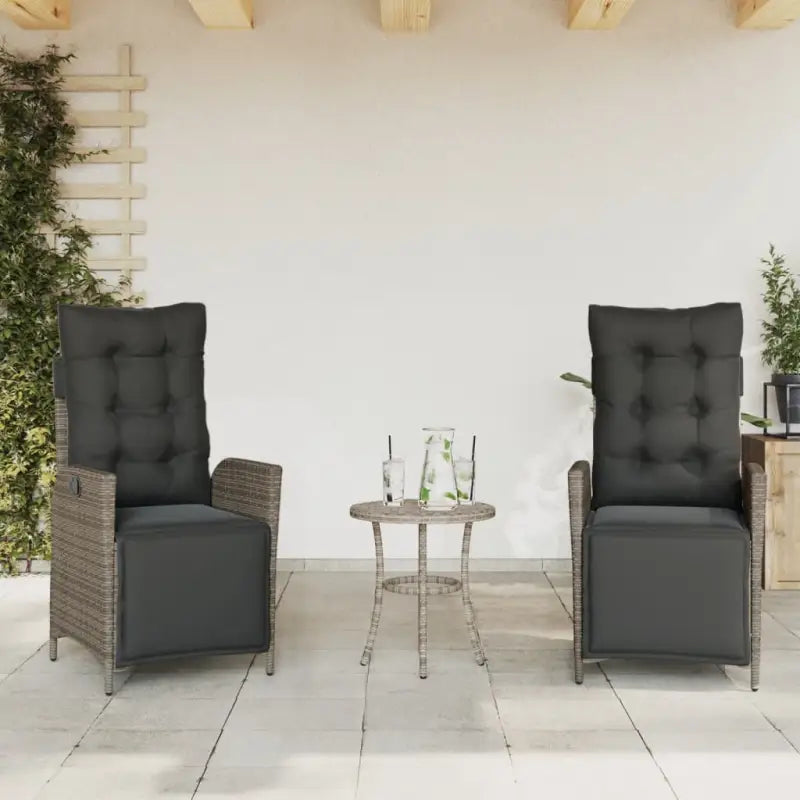 Verstelbare tuinstoel met poly rattan voor een comfortabele zitervaring - Grijs / 2 / Met voetensteun - Tuinstoelen